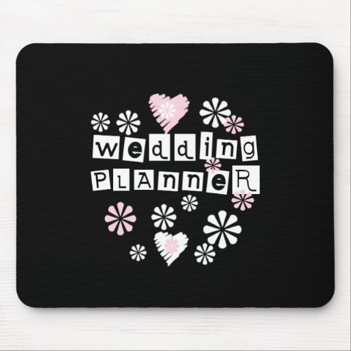 Le wedding planner fleurit le blanc sur le noir tapis de souris