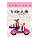 Le zèbre de femme de scooter d'invitation de parti