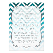 Le zigzag bleu d'Ombre Chevron barre le mariage Cartons D'invitation