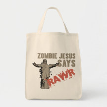 Le zombi Jésus dit RAWR Sacs En Toile