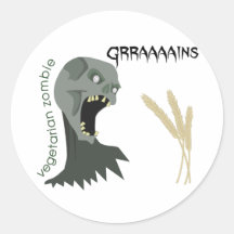 Le zombi végétarien veut Graaaains ! Autocollants Ronds
