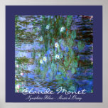 L'Eau-Lillies bleue : Claude Monet Affiche
