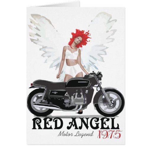 Légende rouge de moteur de coureur de café d'ange cartes de vœux