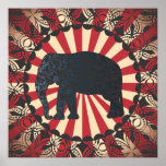 L'éléphant vintage de cirque libèrent la mandarine posters