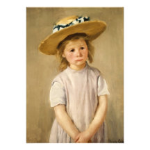 L'enfant de Cassatt dans le chapeau de paille - av Cartons D'invitation