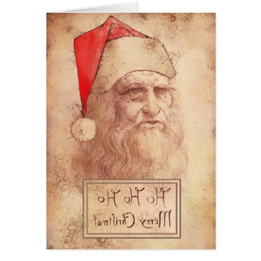 Leonardo humoristique comme Père Noël Carte