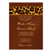 Léopard de chocolat et d'or épousant le papier mét invitations personnalisées