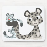 Léopard de neige de bande dessinée et CUB Mousepad tapis de souris