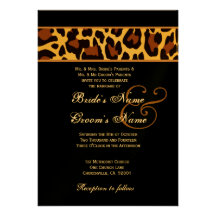 Léopard d'or épousant le papier métallique carton d'invitation
