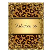 Léopard et or fabuleux à la fête d'anniversaire 50 invitation personnalisable