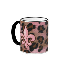 Leopard Fleur de Lis rose Mugs
