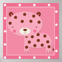 Léopard rose de safari de bébé poster