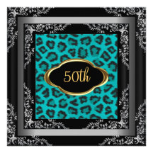 Léopard Teal de fête d'anniversaire Invitations Personnalisées