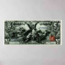 Les 1896 USA certificat d'argent des cinq dollars Affiches