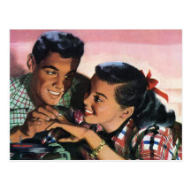 Les adolescents vintages, aiment Romance, anneau d Carte Postale