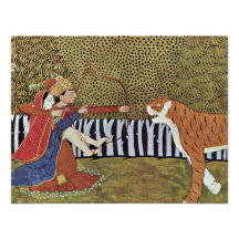 Les amants tirent à un tigre dans la jungle. Illus Cartons D'invitation
