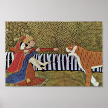 Les amants tirent à un tigre dans la jungle. Illus Posters