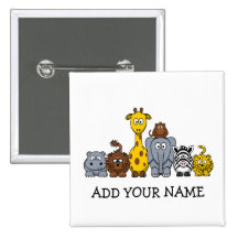 LES ANIMAUX MIGNONS DE JUNGLE AJOUTENT VOTRE TEXTE BADGES AVEC AGRAFE