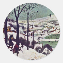 Les chasseurs dans la neige, par Bruegel D. Ä. Pie Adhésifs Ronds