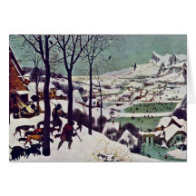 Les chasseurs dans la neige, par Bruegel D. Ä. Pie Carte De Vœux