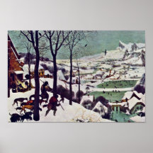 Les chasseurs dans la neige, par Bruegel D. Ä. Pie Poster