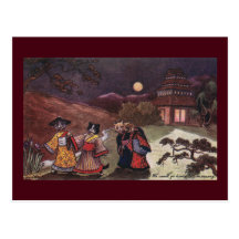 Les chats dans des kimonos prennent la balade de f carte postale