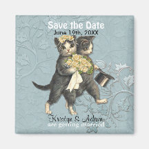 Les chats de mariage sauvent le magnet de date - A Aimant Pour Réfrigérateur