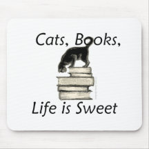Les chats, livres, la vie est doux tapis de souris