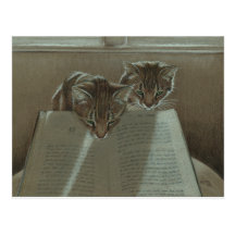 Les chats m'aidant ont lu la carte postale de livr