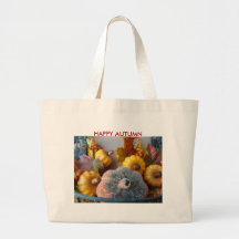 Les citrouilles montrent, AUTOMNE HEUREUX Sac De Toile