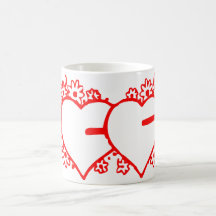 Les coeurs du cupidon rouge jumeau tasse
