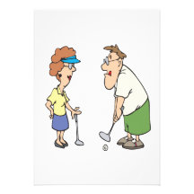 Les couples qui jouent au golf ensemble restent en cartons d'invitation