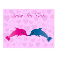Les dauphins et les coeurs mignons font gagner la  cartes postales