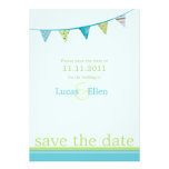 Les drapeaux de partie font gagner la date - bleu  invitations personnalisables