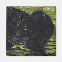 Les eaux foncées - panthère noire magnets pour réfrigérateur