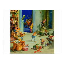 Les elfes de père Noël travaillant dans son atelie Carte Postale
