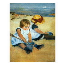 Les enfants de Mary Cassatt sur la plage (1884) Invitations Personnalisables