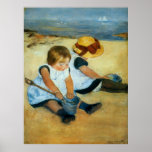 Les enfants de Mary Cassatt sur la plage (1884) Affiches