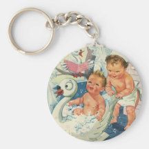 Les enfants vintages jouant W bouillonne dans la b Porte-clef