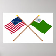 Les Etats-Unis et drapeaux croisés de Newburyport Posters
