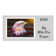 Les Etats-Unis/mouche avec Eagles Photocarte Customisée