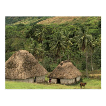 Les Fidji, Viti Levu, Navala, maisons traditionnel Carte Postale