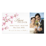Les fleurs de cerisier sauvent l'invitation de dat cartes de vœux avec photo