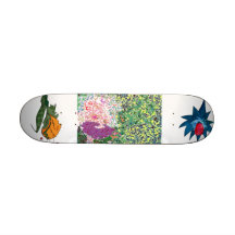 Les fleurs embarquent, ombra bleu de fiore, ombra  planches à roulettes customisées