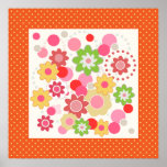 Les fleurs et les rayures colorées ajustent l'affi