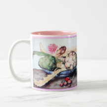 LES FRUITS 4 DE LA SAISON - ARTICHAUTS, ROSE ET FR TASSE À CAFÉ