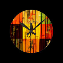 Les Geckos d'art de bruit sur l'art en bambou de m horloges murales