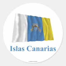 Les Îles Canaries ondulant le drapeau avec le nom  Autocollants