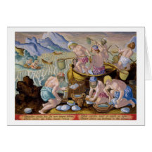 Les indigènes pêchant pour les palourdes géantes s carte de vœux