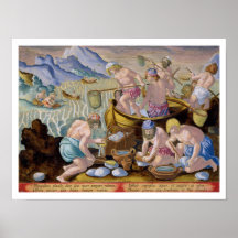 Les indigènes pêchant pour les palourdes géantes s posters